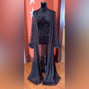 Elegant Black Sheer Maxi Robe